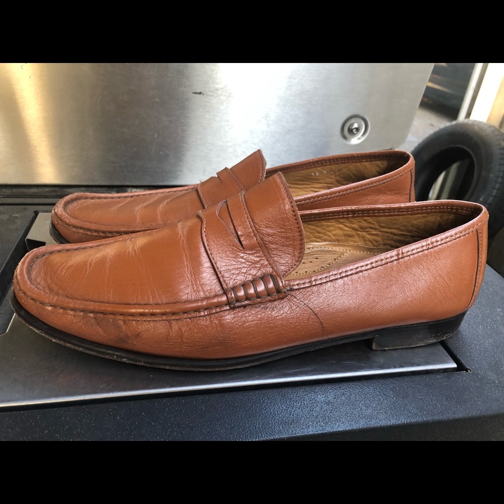 BROLETTO Men's Brown Leather Loafers Slip On Shoes